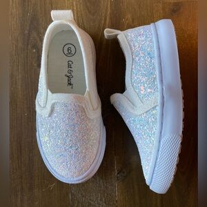 Cat & Jack - White Sparkly Slip-on Shoes Sneaker, Toddler Size 6